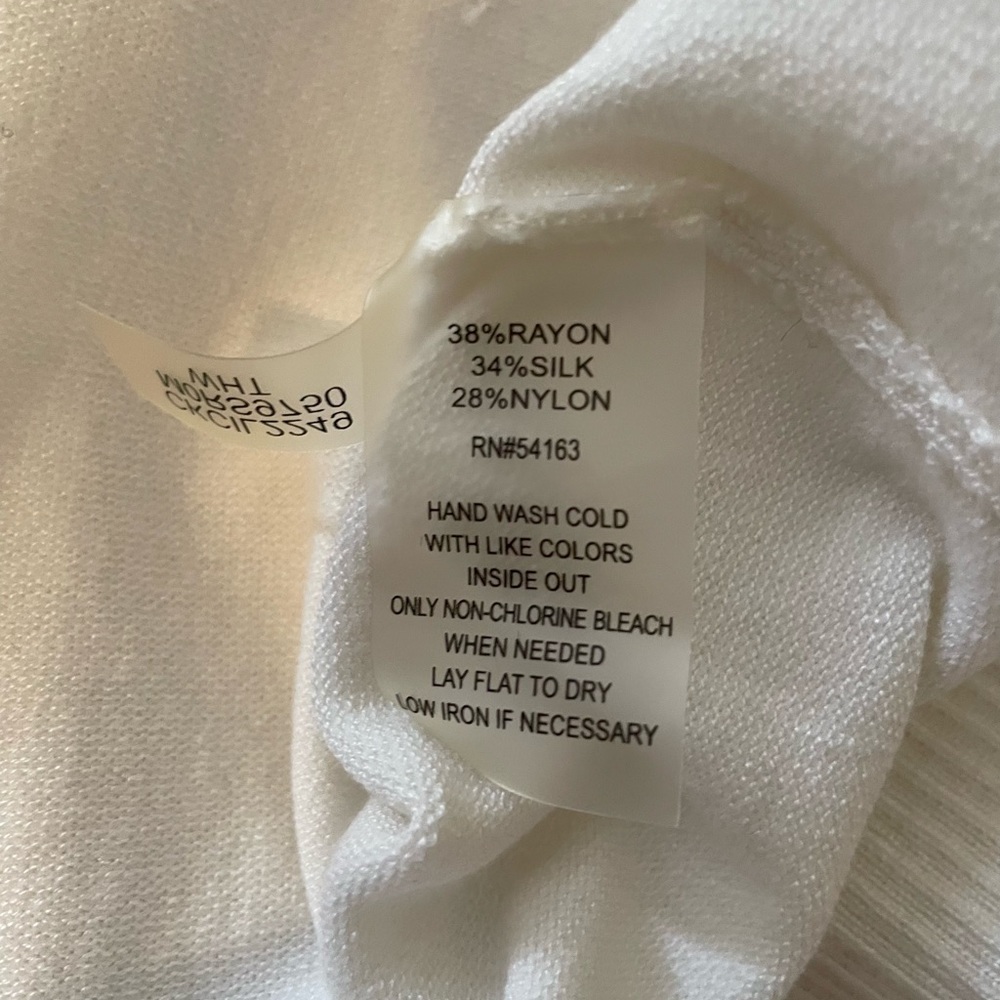 Calvin Klein Ivory Silk Blend Open Front Cardigan NWT - Picture 6 of 6